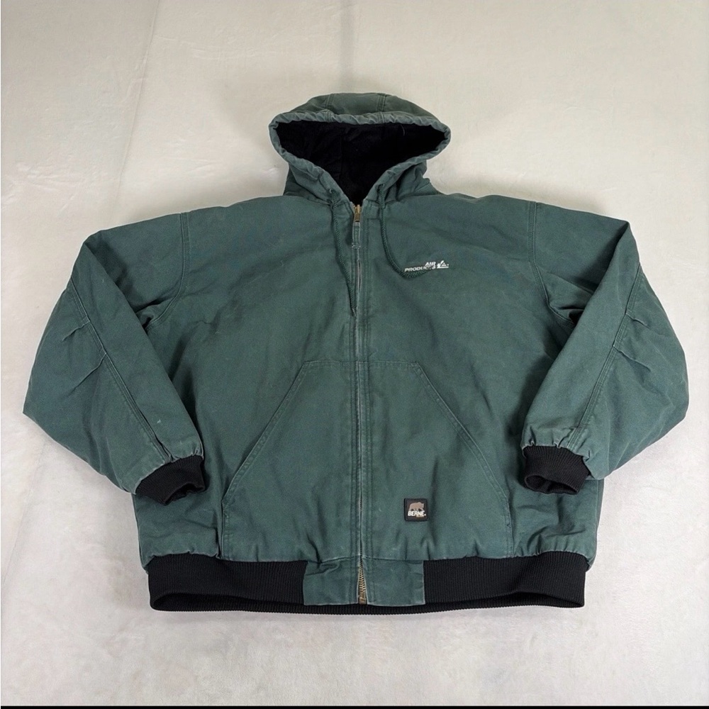 Pro Line Hooded Work Puffer Jacket in Teal Green